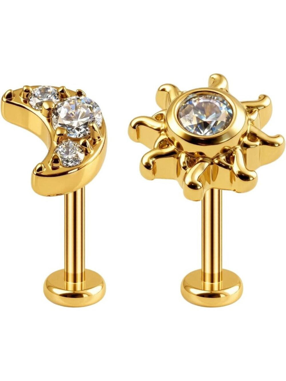 316L Surgical Steel Flat Back Stud Earrings with Sparkling CZ Stones